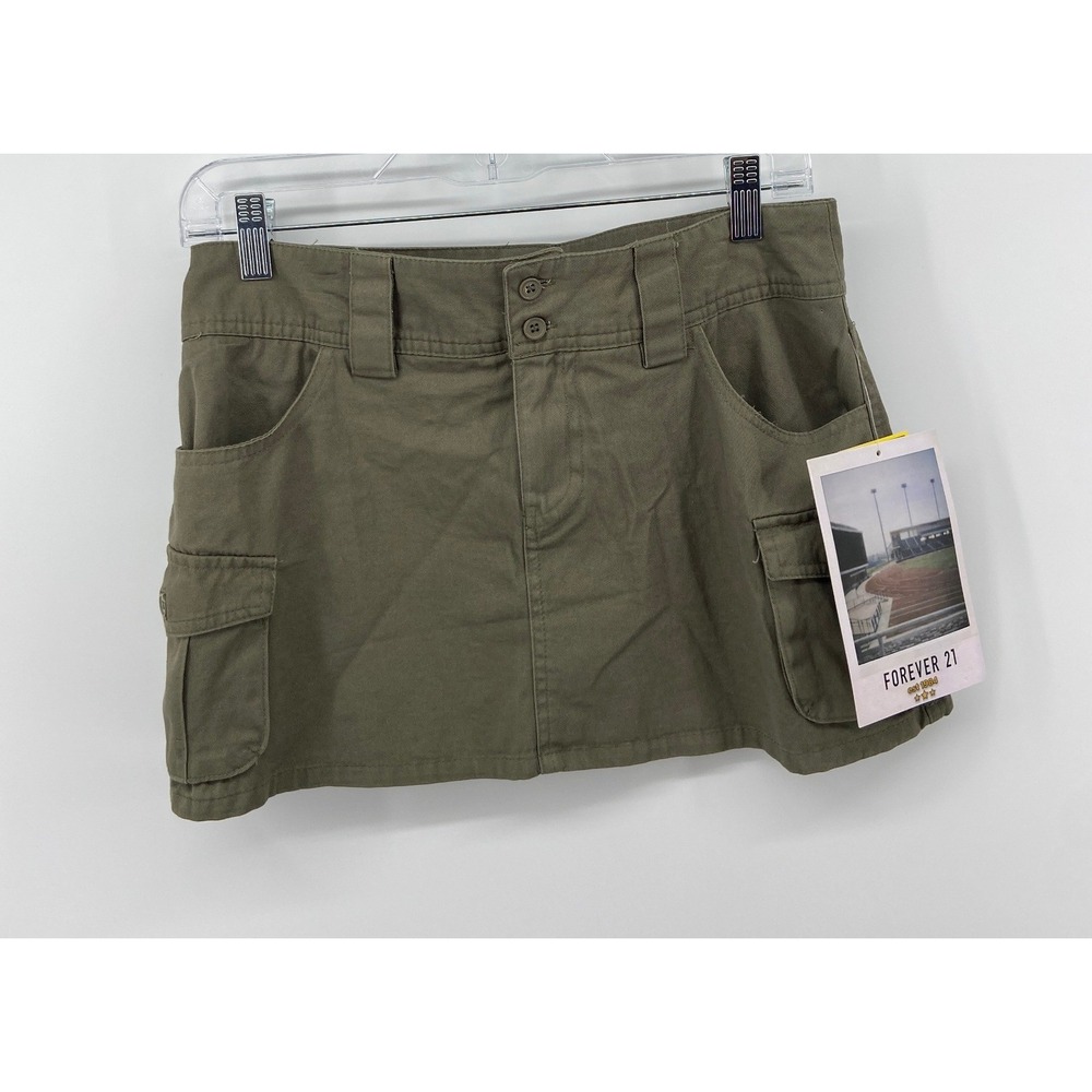 Forever 21 Womens Cargo Skort Olive Green Utility Mini Skirt Size S NWT